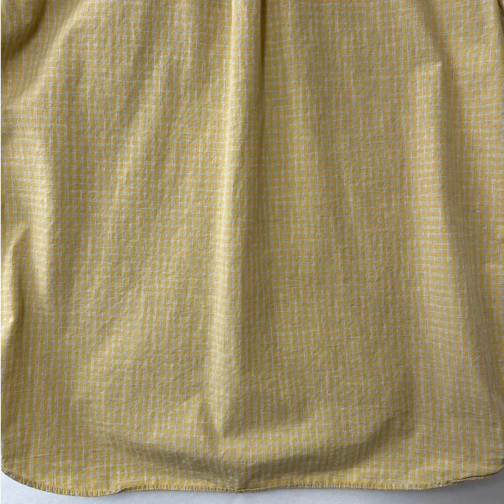 The North Face A3G4C Button Up Shirt XL Yellow Gray Check Cotton Short Sleeve XL